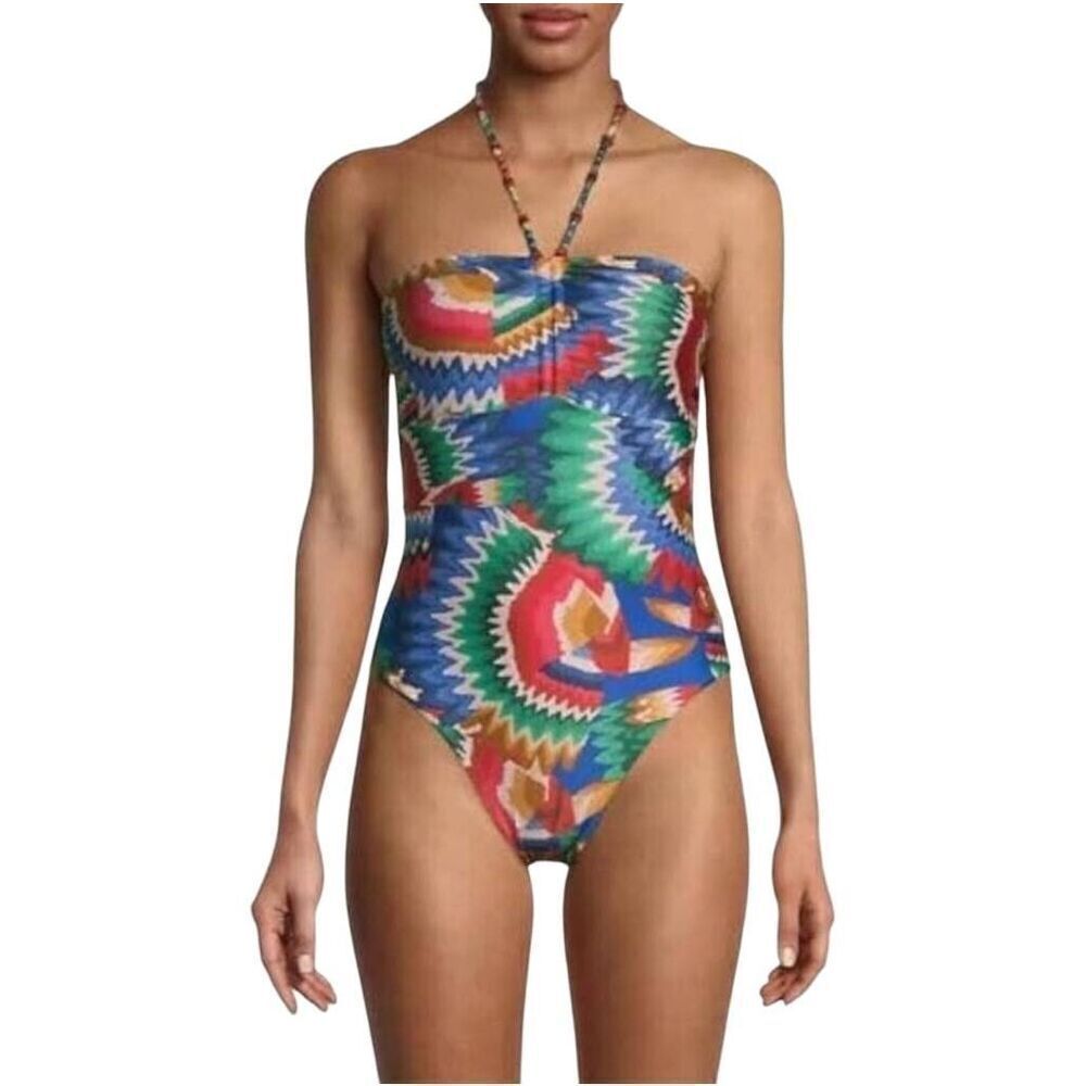 FARM Rio Women’s Size XL Chevron Toucans Halter Neck One-Piece Swimsuit New